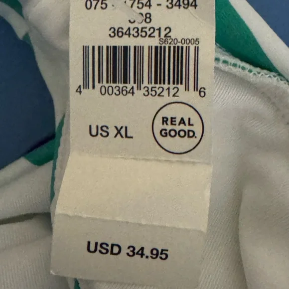 AA-587 Aerie NWT‎ High Cut Cheeky Green & White Stripe Bikini Bottoms Size XL - Picture 9 of 12